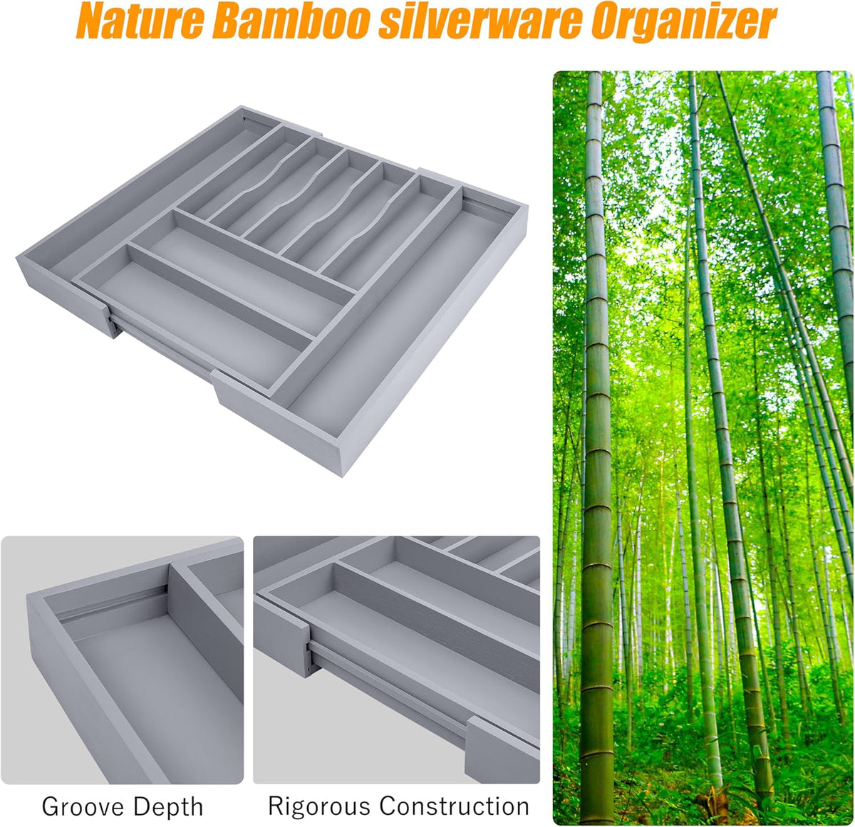 Kitchen Silverware Drawer Organizer and Storage Cabinet Utensil Rack Bathroom Counter Vanity Extra