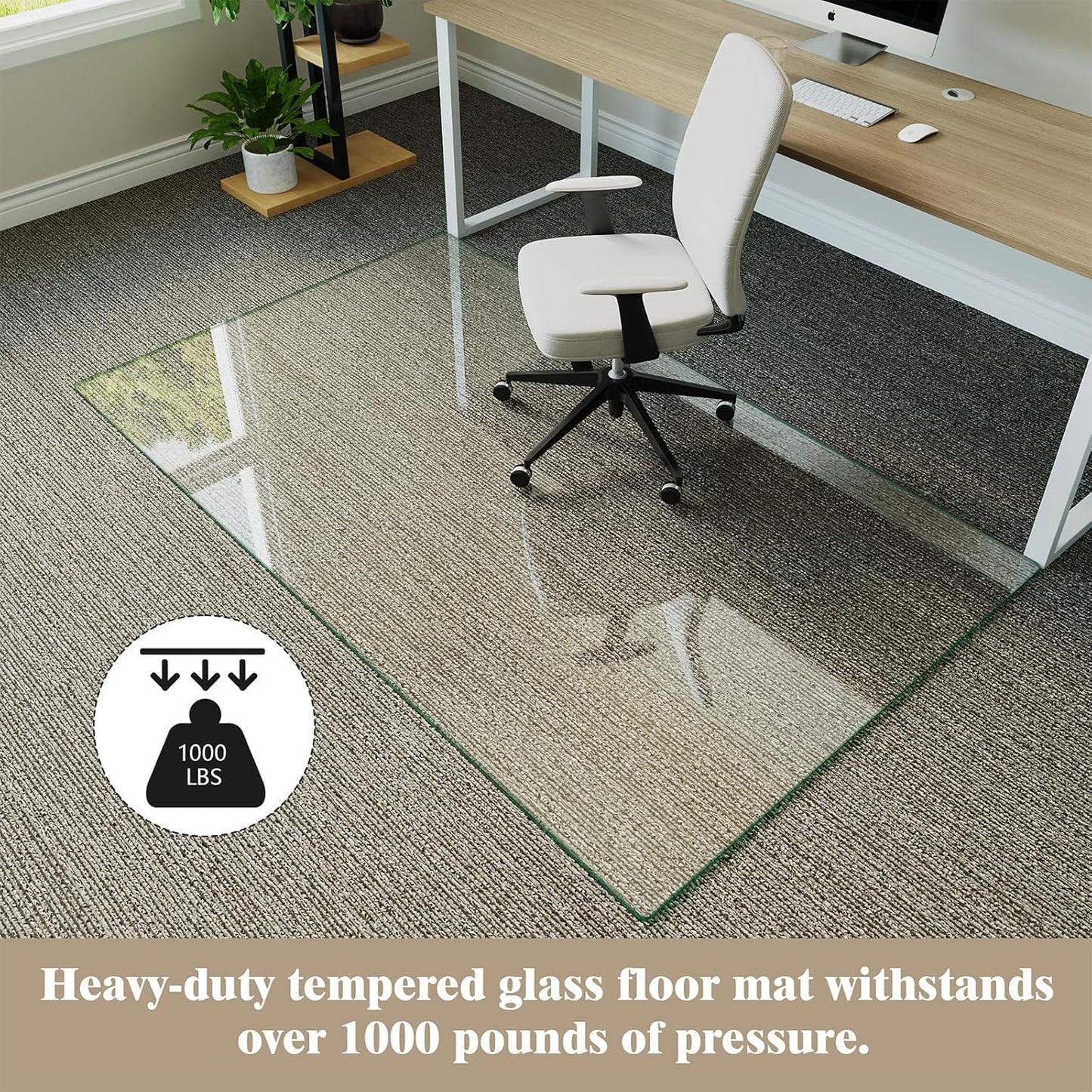 Koonmi Tempered Glass Chair Mat for Hardwood Floors & Carpets, 40" x 80“ Transparent Heavy Duty