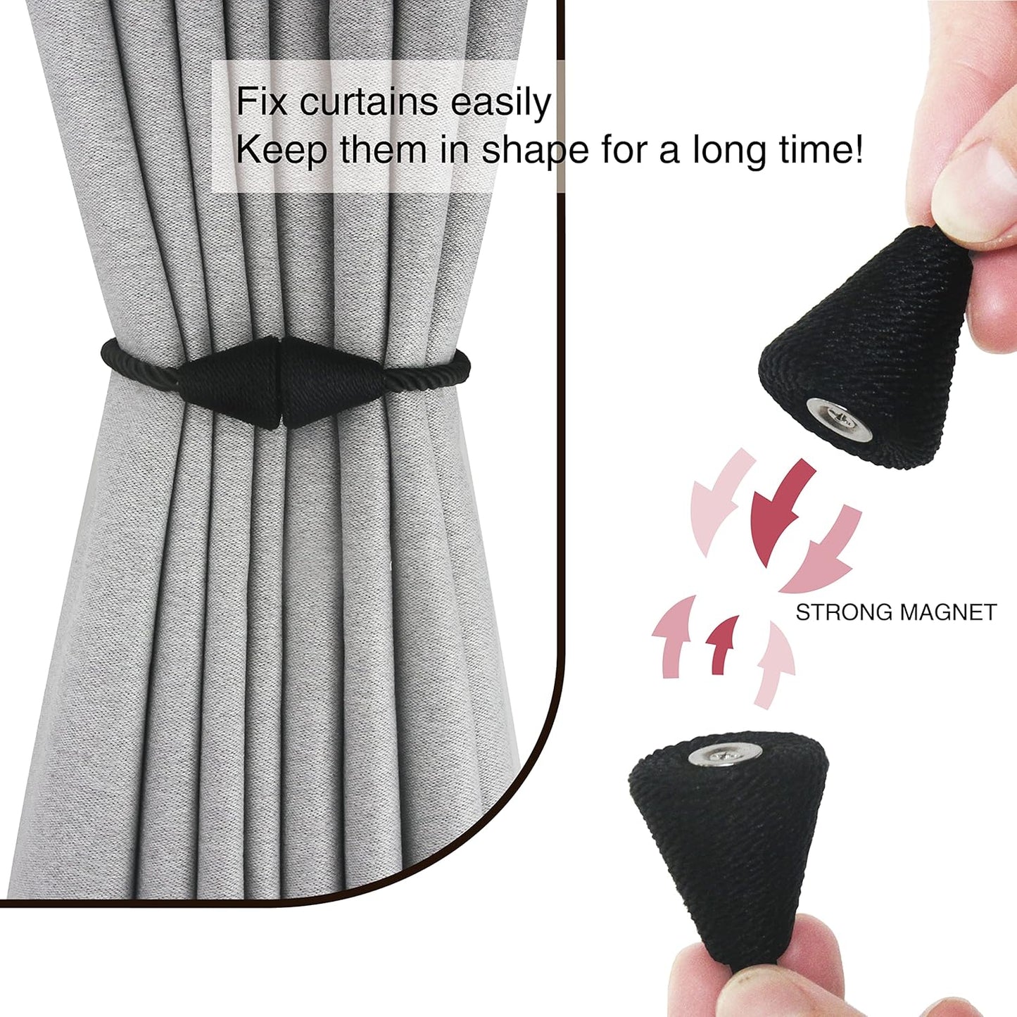4 Pack Magnetic Curtain Tiebacks Rope Modern Handmade Curtain Tie Backs Decorative Drapes Weave