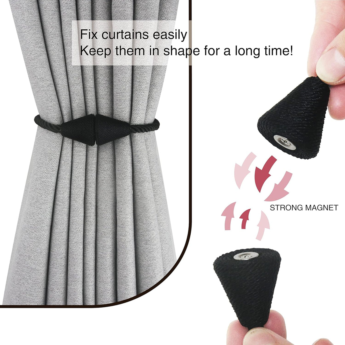6 Pack Magnetic Curtain Tiebacks Rope Modern Handmade Curtain Tie Backs Decorative Drapes Weave