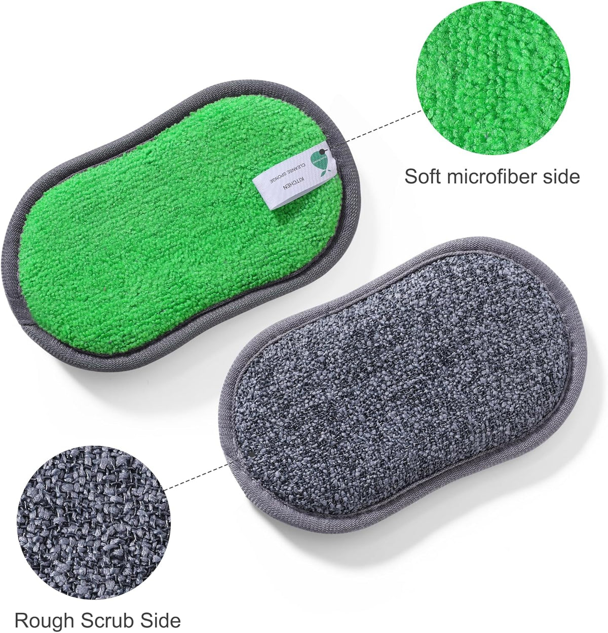 Multipurpose Sponges Kitchen,6 Pack Reusable Non-Scratch Scrub Sponge,Rough Scrubbers Side for Pots