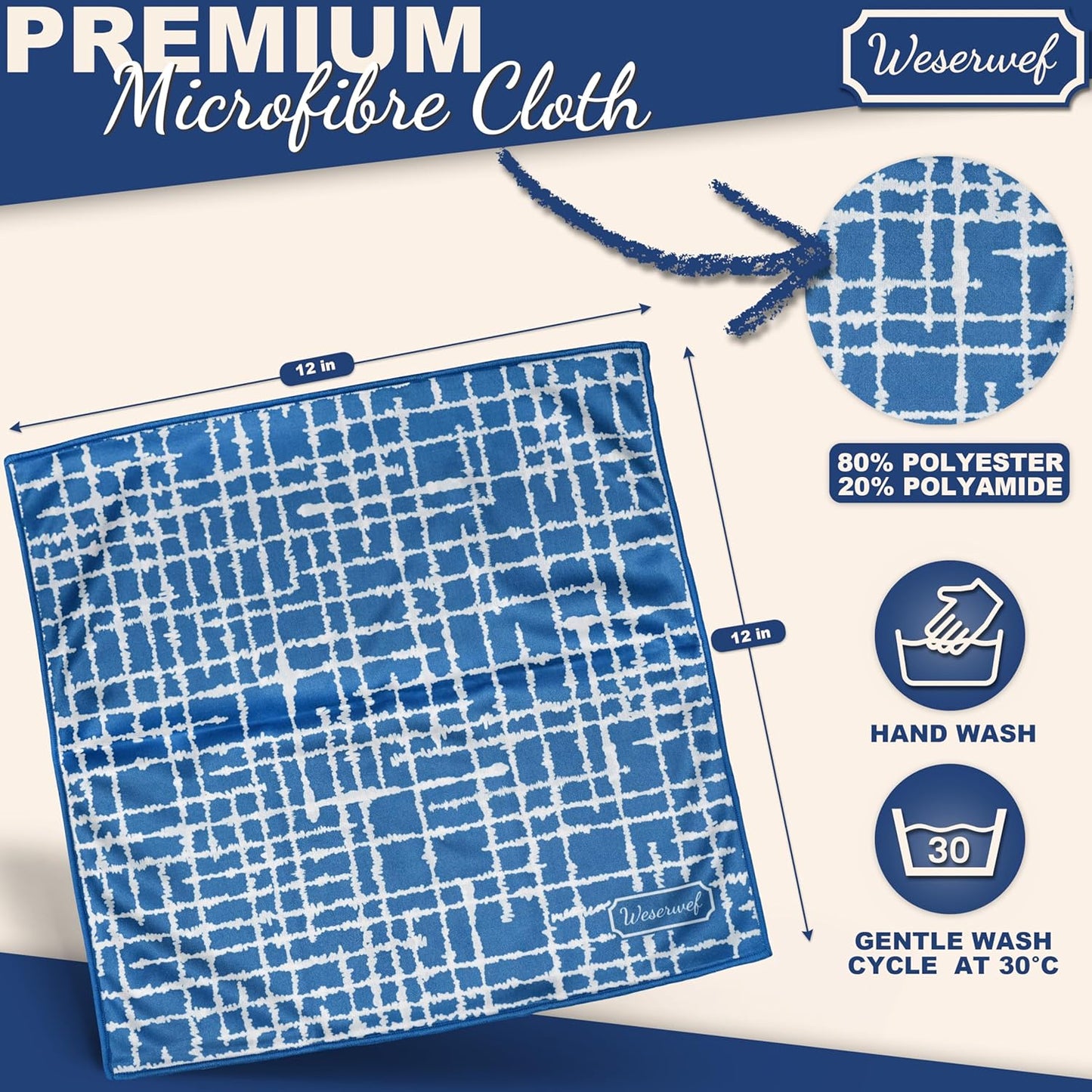 WESERWEF Design Microfiber Glasses Cleaning Cloth – Premium Cleaning Cloth for Eyeglasses, Screens