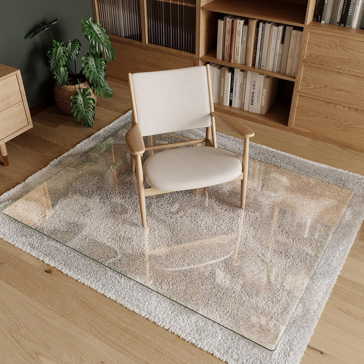 Koonmi Tempered Glass Chair Mat 44"x58" - Premium Office Chair Mat for Hardwood Floors & Low-Pile