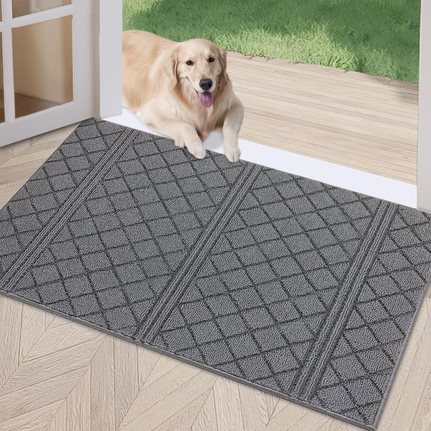 REFETONE Indoor Doormat, Front Back Door Mat 36"x59" Absorbent Rubber Backing Non Slip Door Mats