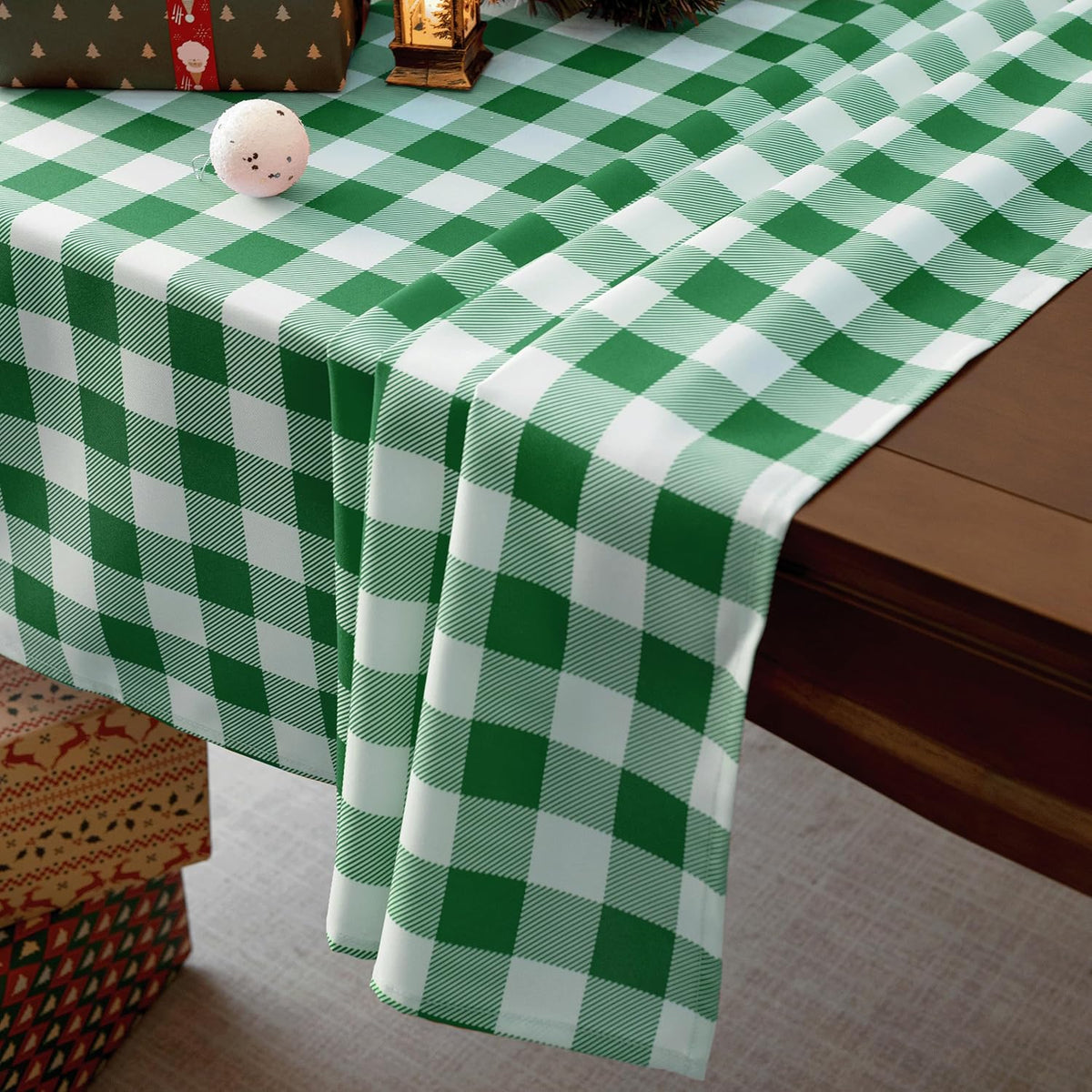 Waterproof Plaid Tablecloth Fabric - Oblong 52x70 Inch Classic Buffalo Tartan Table Cloth for