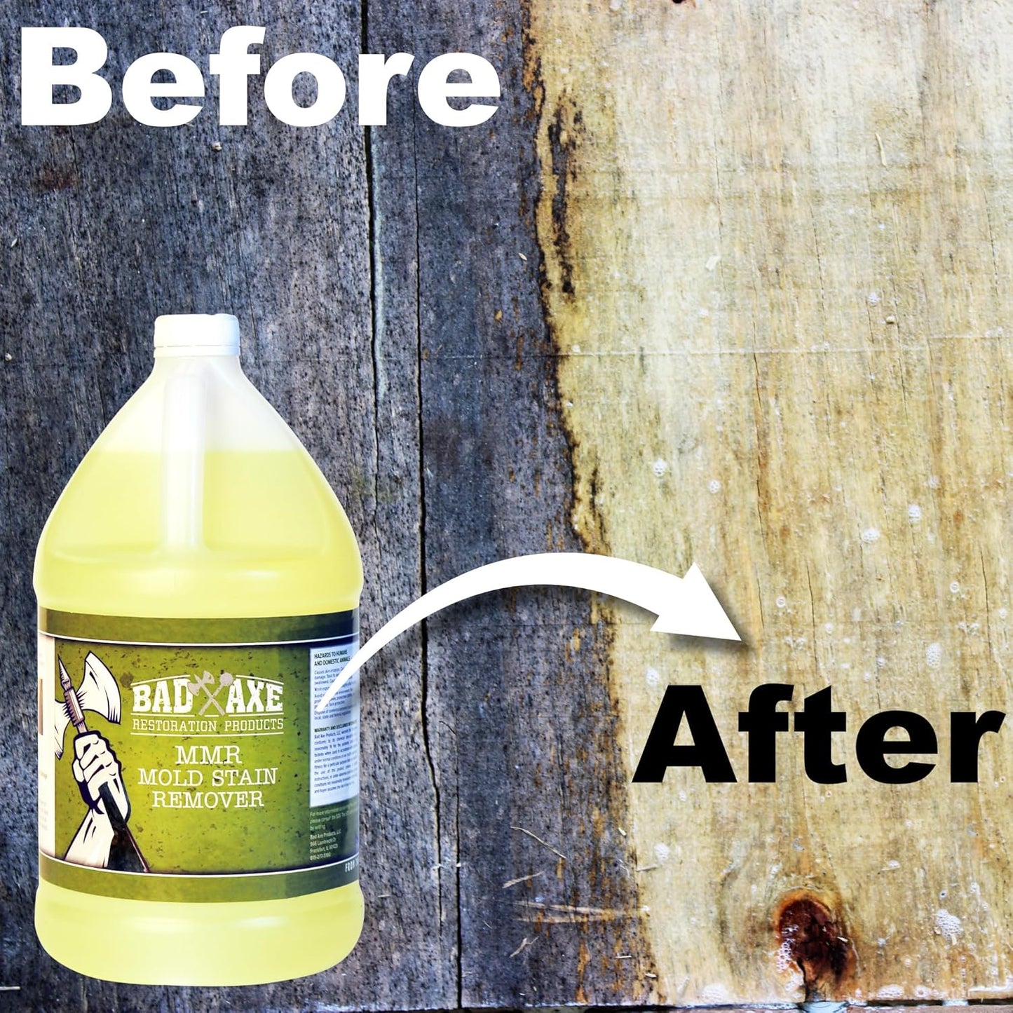 Bad Axe MMR Instant Mold Stain and Mildew Stain Remover - Professional Strength, Contractor Grade