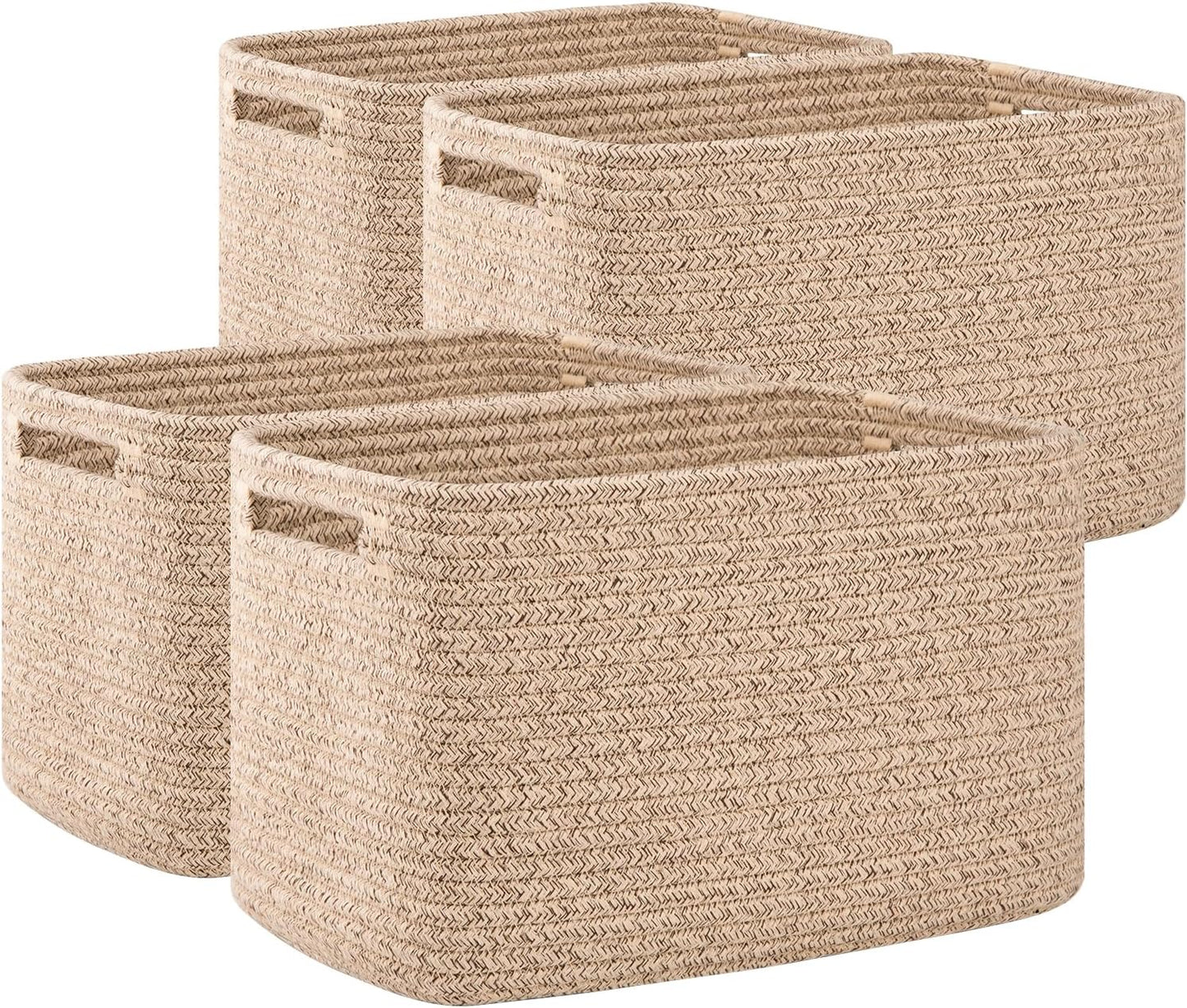 OIAHOMY 4 Pack Storage Baskets for Organizing, Cube Storage Bins for Shelves, Rectangle Storage