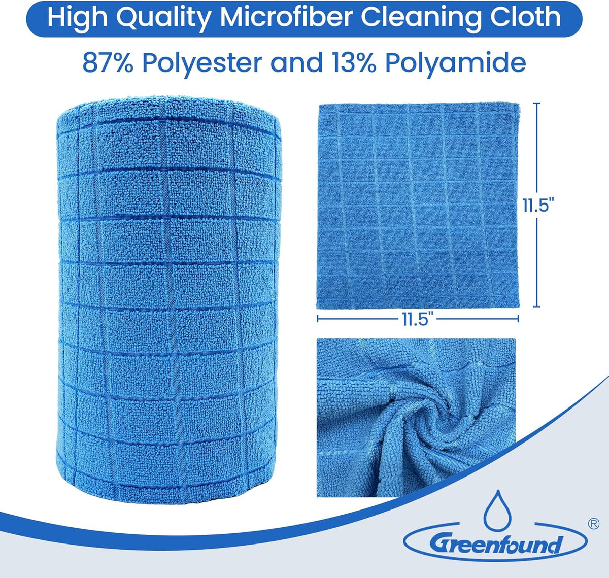 Greenfound Microfiber Cleaning Cloth Roll -80 Pack,Tear Away Towels for Car,Reusable Paper Towels