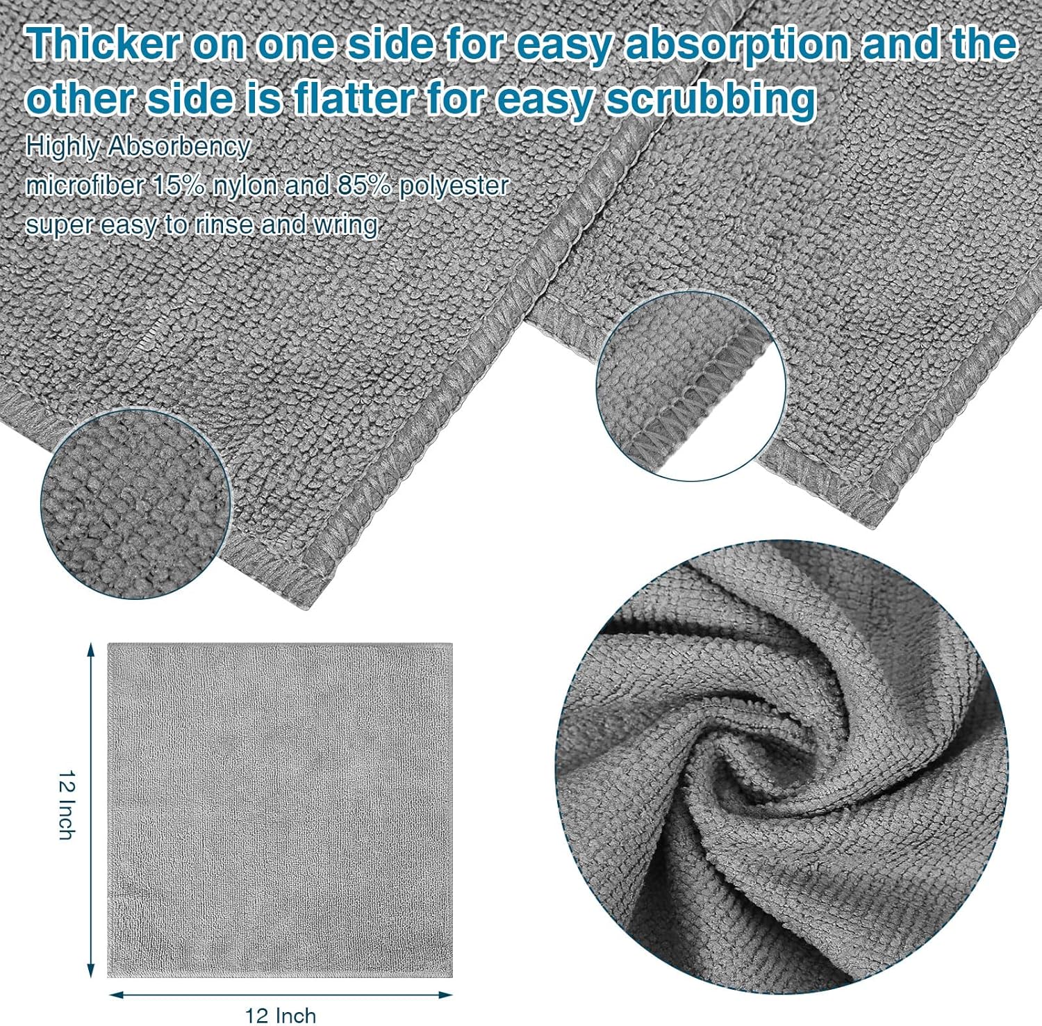 200 Pieces Microfiber Cleaning Cloths Bulk Absorbent Microfiber Towels Reusable Lint-Free Streak