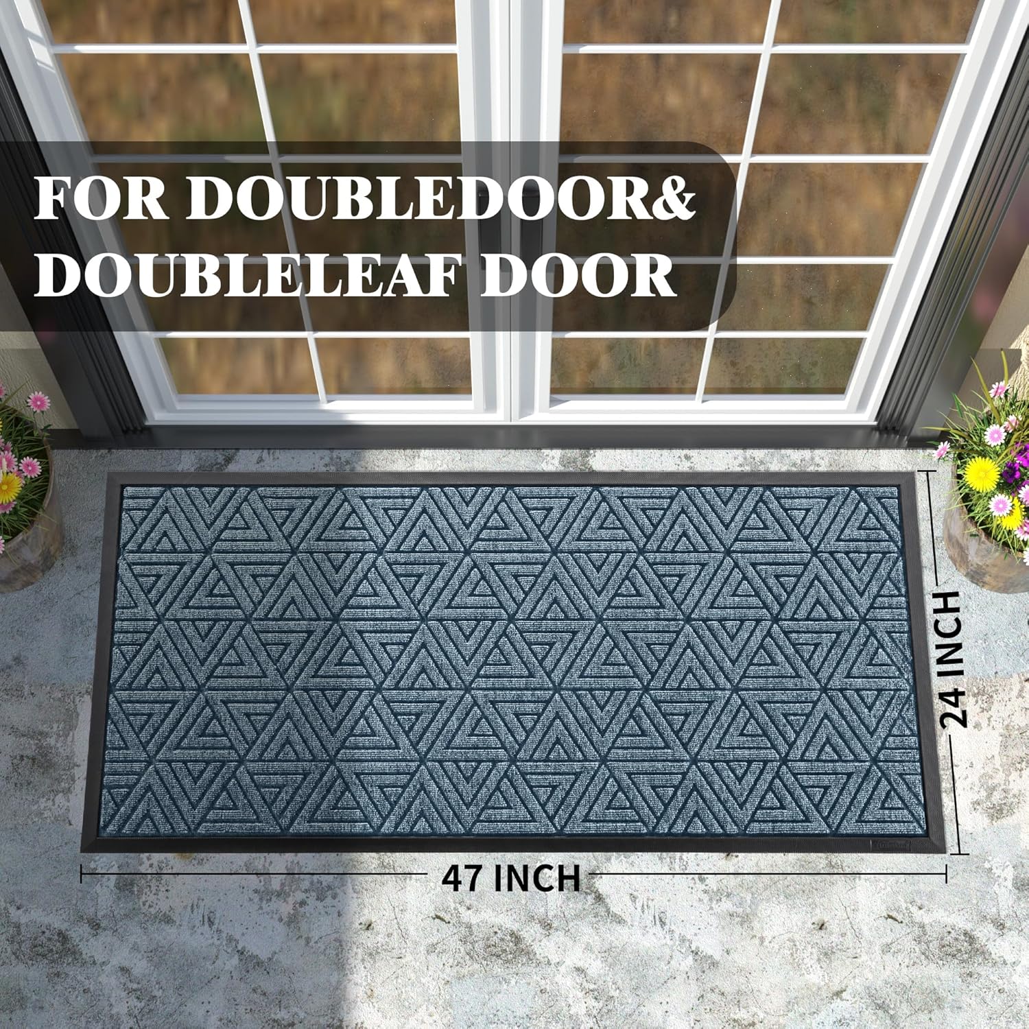 Yimobra Large Door Mat 47x24, All-Weather Waterproof Non-Slip Welcome Matt Outdoor, Heavy Duty Non