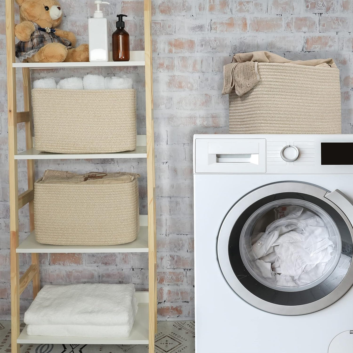 Rope storage Basket Bins Woven Basket for Organizing Shelves Rectangle Decorative Baskets For