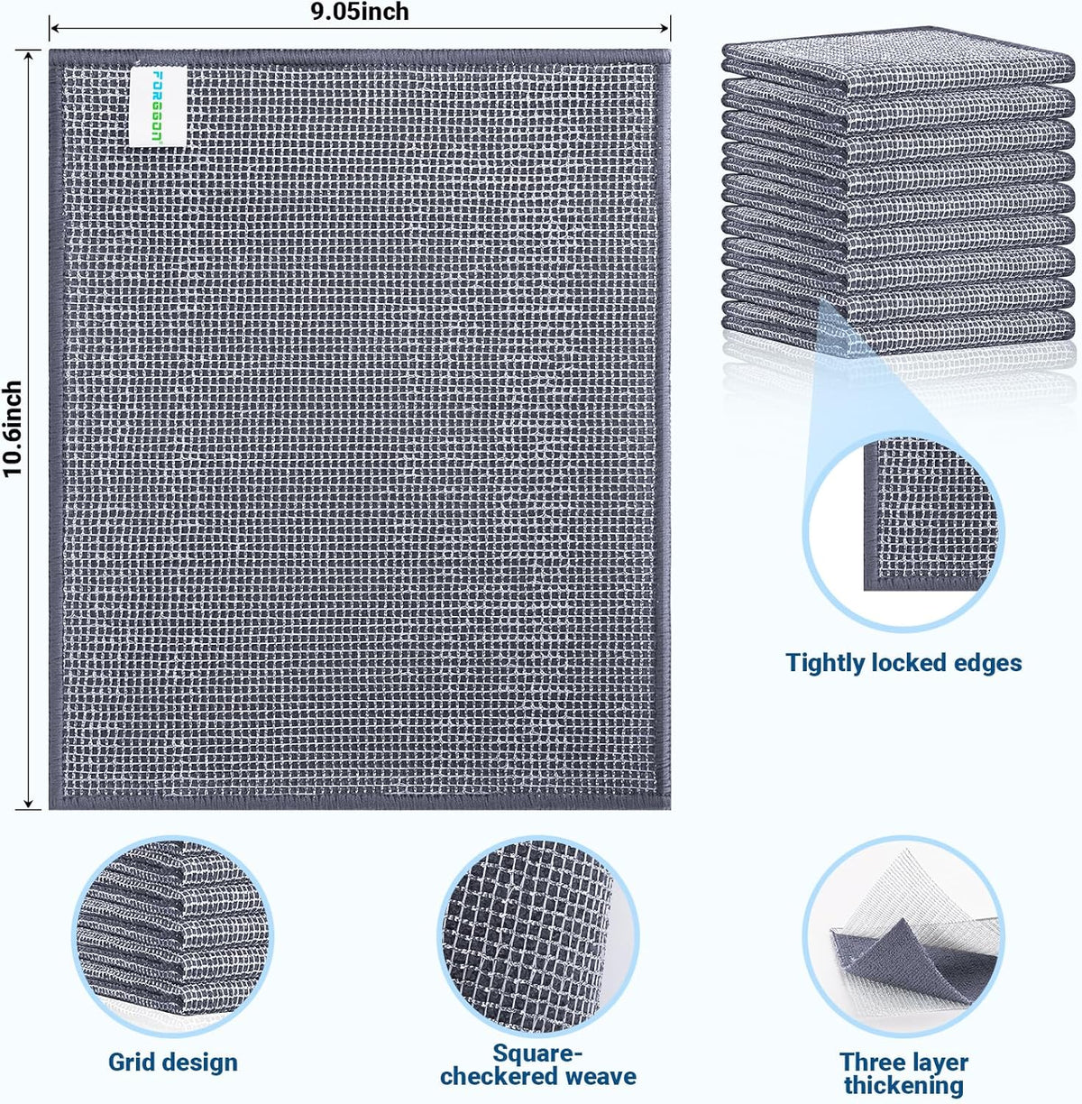 10 Pcs New Upgrade 3-Layer Non Scratch Wire Dishcloth,Wire Dishwashing Rag, Non-Scratch Wire