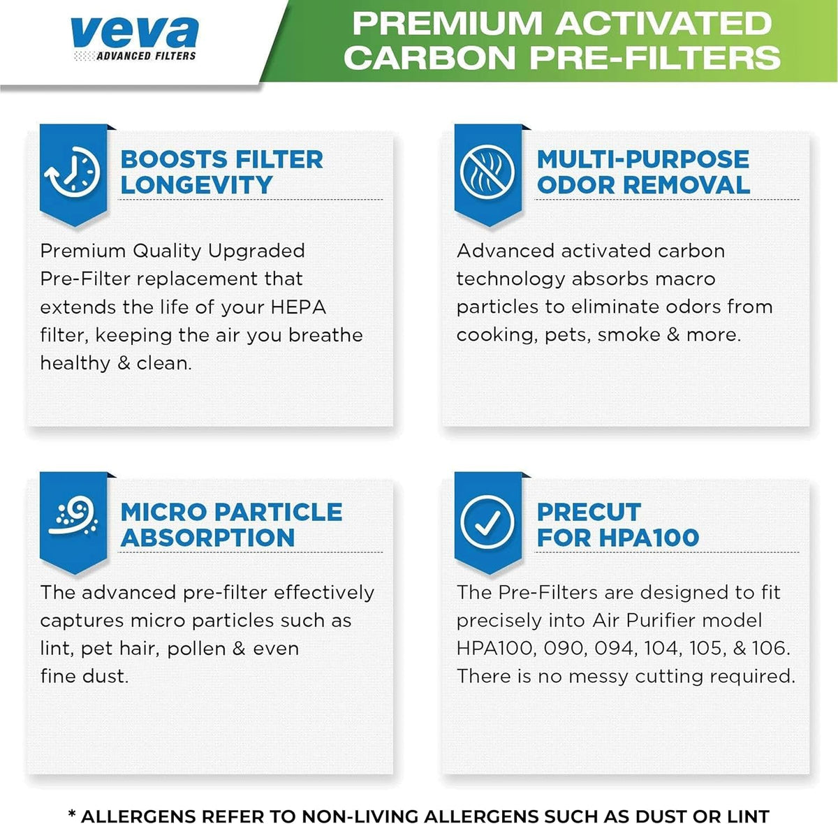 HPA100 Pre-Filters Replacement for Honeywell Air Purifier - 8 Pack - HRF-A100 Filter A Compatible