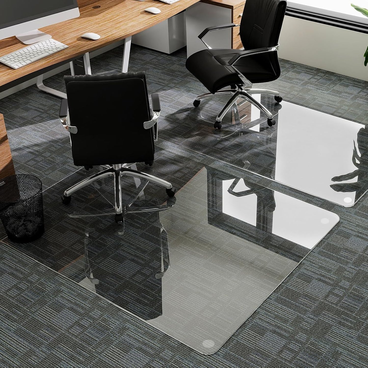 GLSLAND 54"x32" Tempered Glass Chair Mat Heavy-Duty Floor Protector for Carpet & Hard Floors