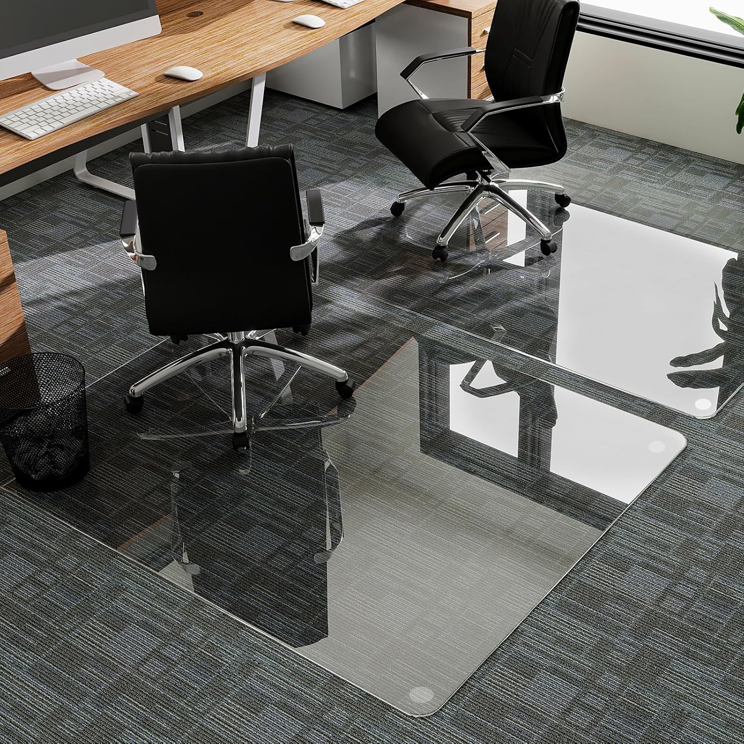 GLSLAND 54"x32" Tempered Glass Chair Mat Heavy-Duty Floor Protector for Carpet & Hard Floors