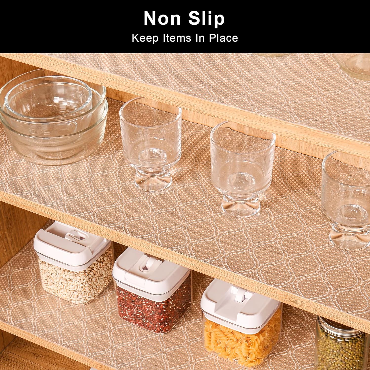 Cooyes Shelf and Drawer Liner for Kitchen Cabinets Non-Adhesive, Waterproof Non-Slip Cabinet Liners