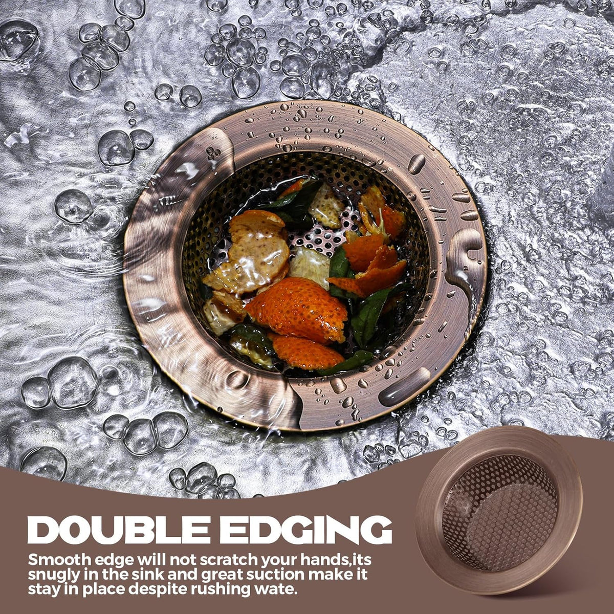Retisee 2 Pcs Sink Strainer Stainless Steel Kitchen Sink Drain Strainer Basket Cover Mesh Hair Food