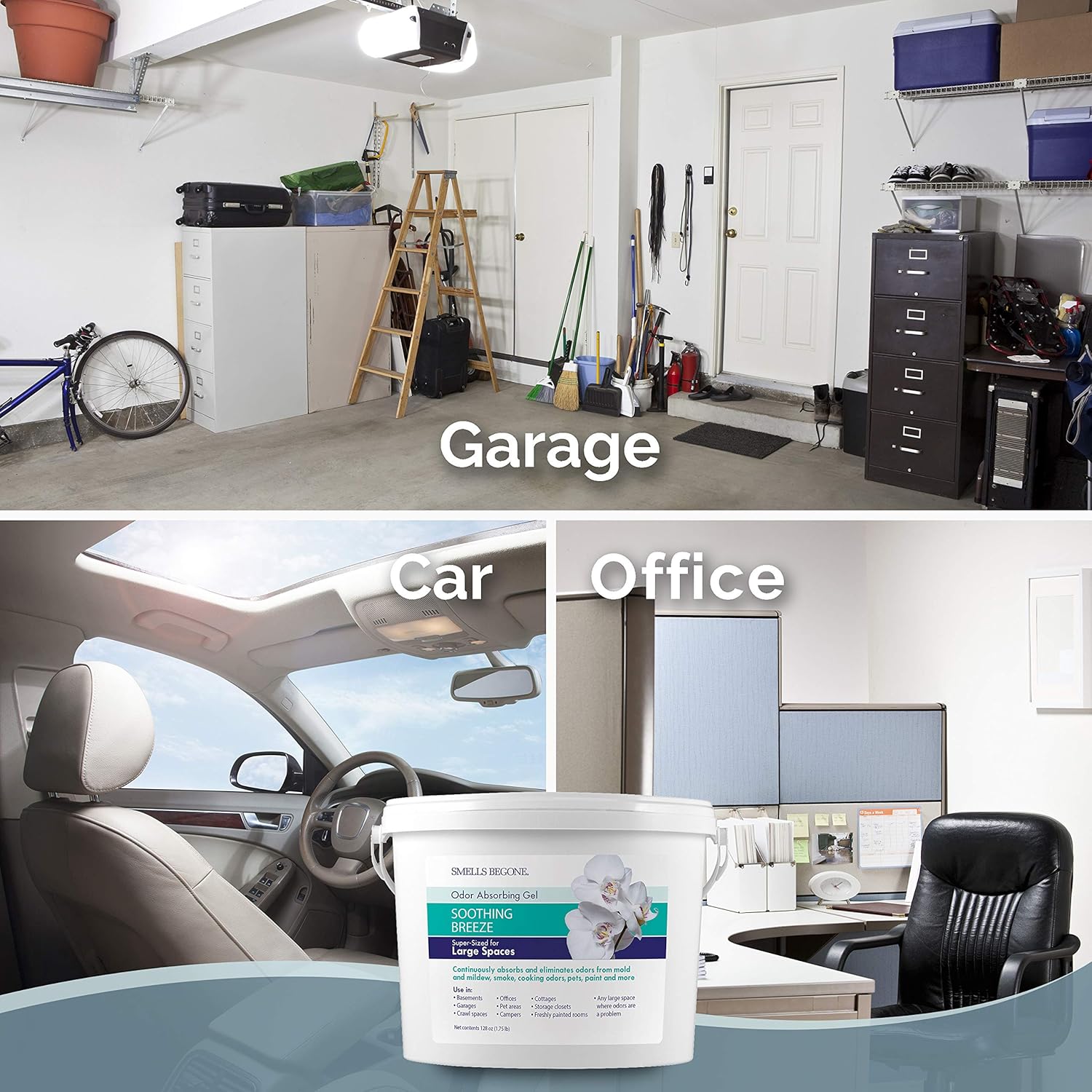 SMELLS BEGONE 1-Gallon Odor Absorber Gel - Air Freshener & Odor Eliminator for Homes, Garages &