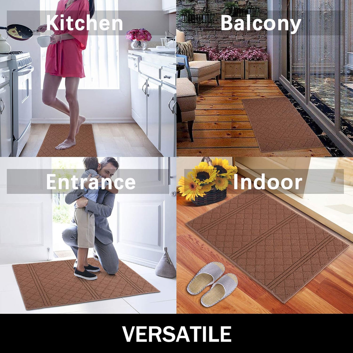 REFETONE Indoor Doormat, Front Back Door Mat 24"x36" Rubber Backing Non Slip Mats, Absorbent Resist
