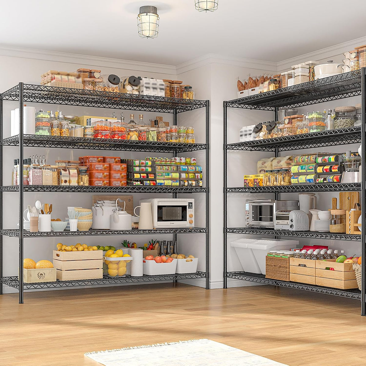 REIBII 55.5" W Storage Shelves 3200LBS Wire Shelving Unit 5 Tier Metal Shelving Garage Shelving