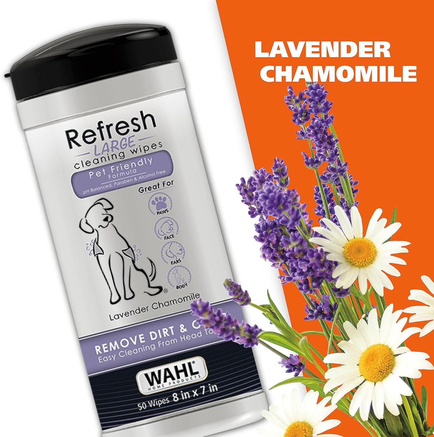 Wahl USA Pet Refresh Lavender Cleaning Wipes for All Dog Breeds - Use on Ears, Nose, Paws, Bottom