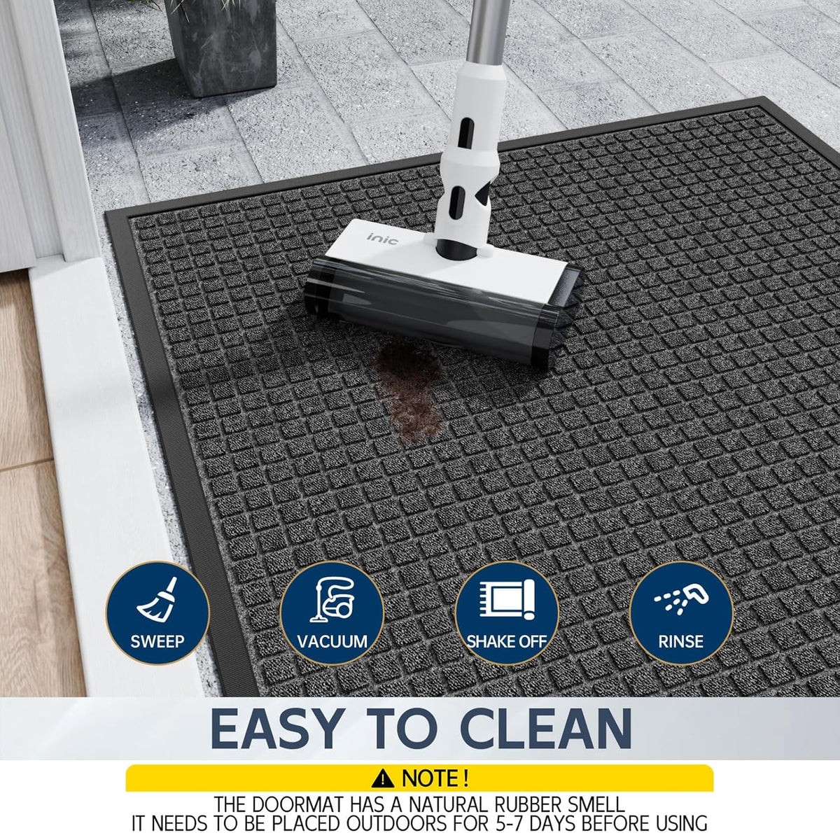 Indoor Outdoor Front Door Mats, 48" x 24" Rubber Backing Non Slip Durable Welcome Floor Mats for