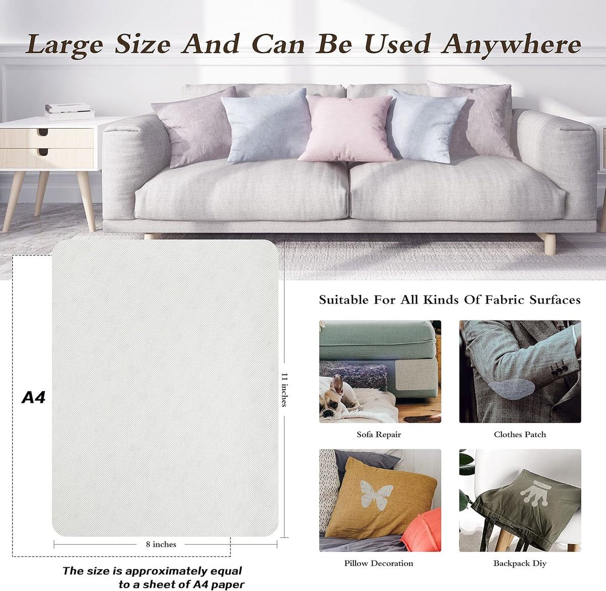 KING MOUNTAIN Fine Linen Repair Patches, Self-Adhesive Linen Fabric Patches, 8X11 inch Extra Size