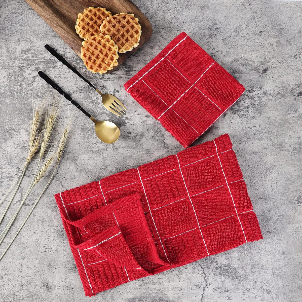 Glynniss Red Kitchen Towels and Dishcloths Set, Dish Towels and Dish Rags Set for Washing Dishes