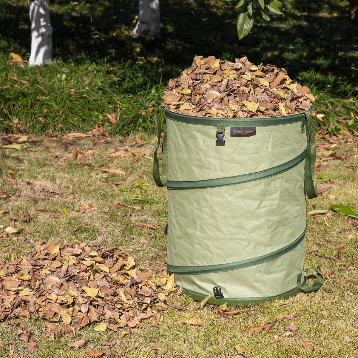 YUDI & GARDEN 29 Gallon Hard Bottom Collapsible Trash Can｜Collapsible Garden Bag｜Camping Trash Can
