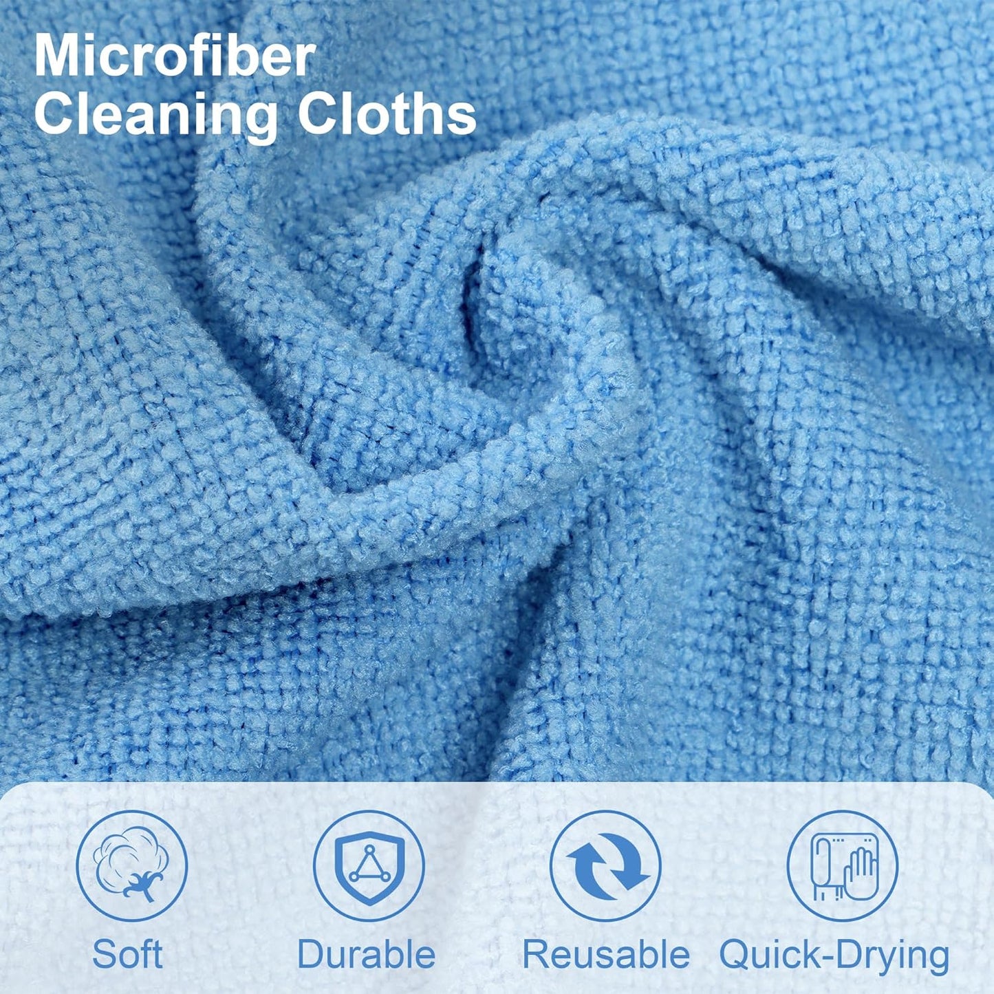 LIVOS Microfiber Cleaning Cloth Roll - 80 Pack, Reusable Paper Towels Blue Tear Away, Microfiber