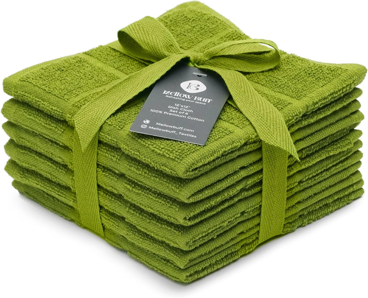 100% Cotton Terry Dish Cloth & Dish Towel, 6 Pack, Super Soft and Absorbent Kitchen Towels, Perfect