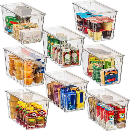 ClearSpace Modern Plastic Storage Bins with Lids Perfect Kitchen Organization or Pantry Fridge