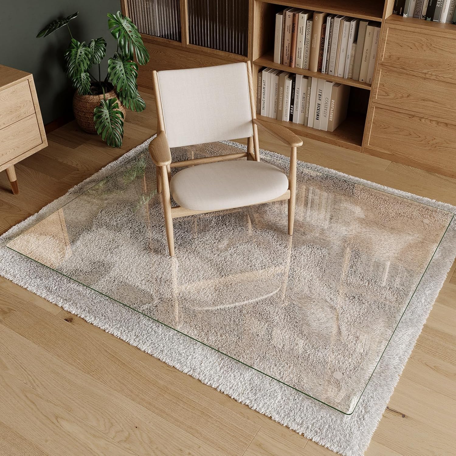 Koonmi Tempered Glass Chair Mat 60"x48" - Premium Office Chair Mat for Hardwood Floors & Low-Pile