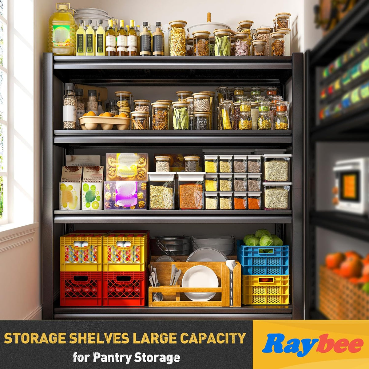 Raybee 40" W Garage Shelving Heavy Duty Storage Shelves 56.9" H Metal Shelving Heavy Duty Load