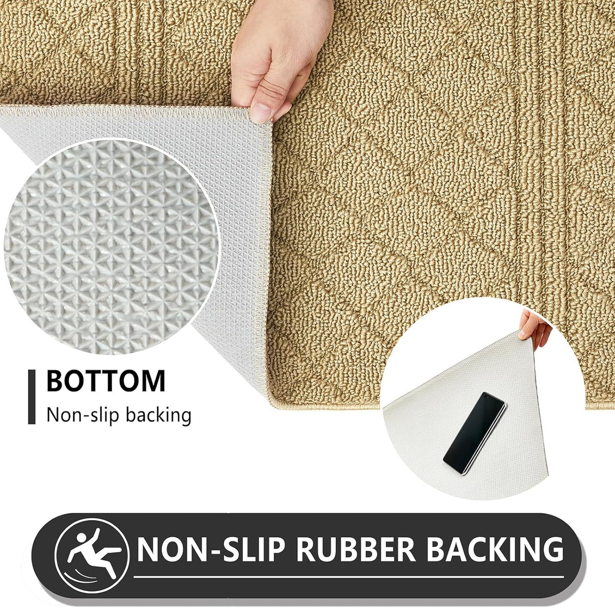 REFETONE Indoor Doormat, Front Back Door Mat 24"x36" Absorbent Rubber Backing Non Slip Door Mats