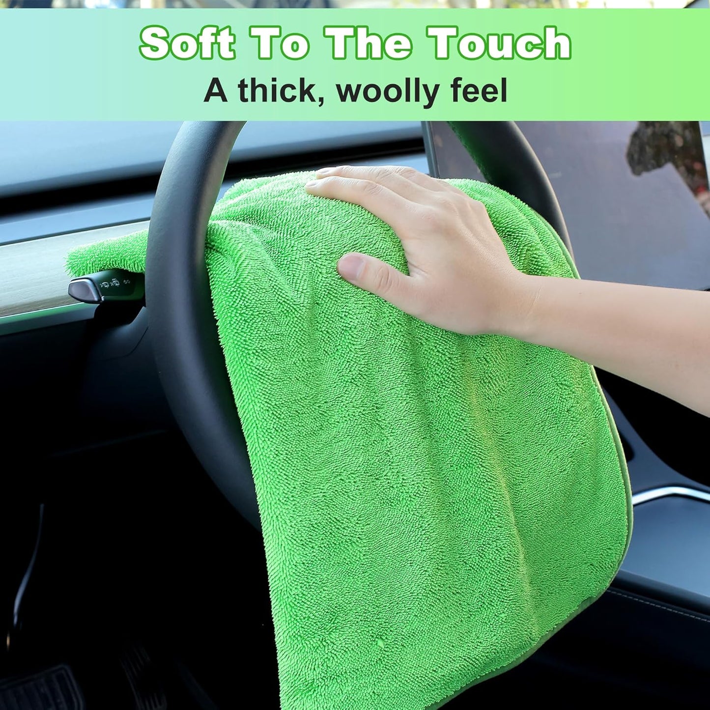 JOYMOOP Microfiber Towels for Cars, 2 Pack 63" x 29.5" Car Drying Towel, Green Reusable Car Towel