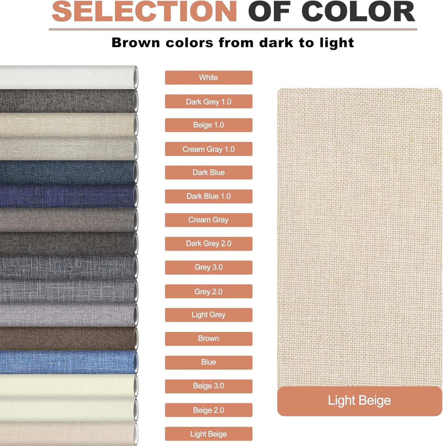 KING MOUNTAIN Coarse Linen Fabric Patches, Self-Adhesive, 12x40 Inch, Multi Color, For Sofa &
