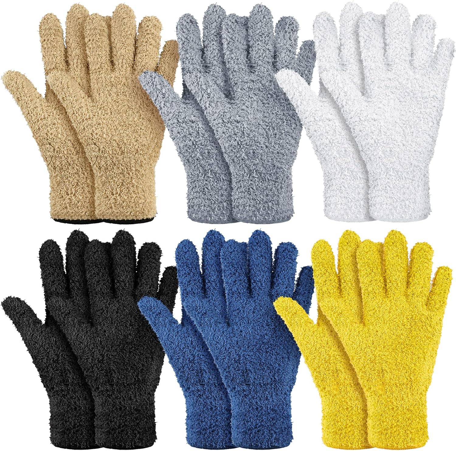 Bencailor 6 Pairs Microfiber Dusting Gloves, Dusting Cleaning Gloves Microfiber Gloves for Plants
