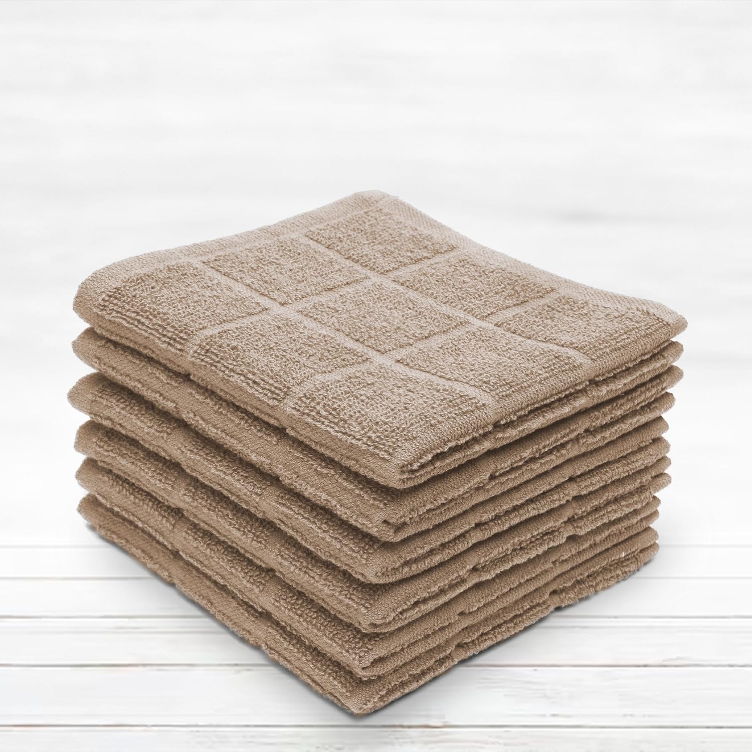 100% Cotton Terry Dish Cloth & Dish Towel, 6 Pack, Super Soft and Absorbent Kitchen Towels, Perfect