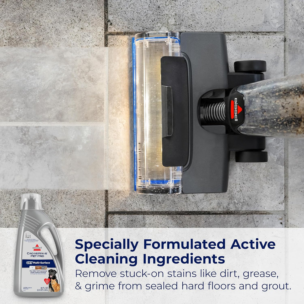 Bissell CrossWave PET PRO OXY Multi-Surface Formula, 4019G, 80 oz, Removes Stuck-On Stains like