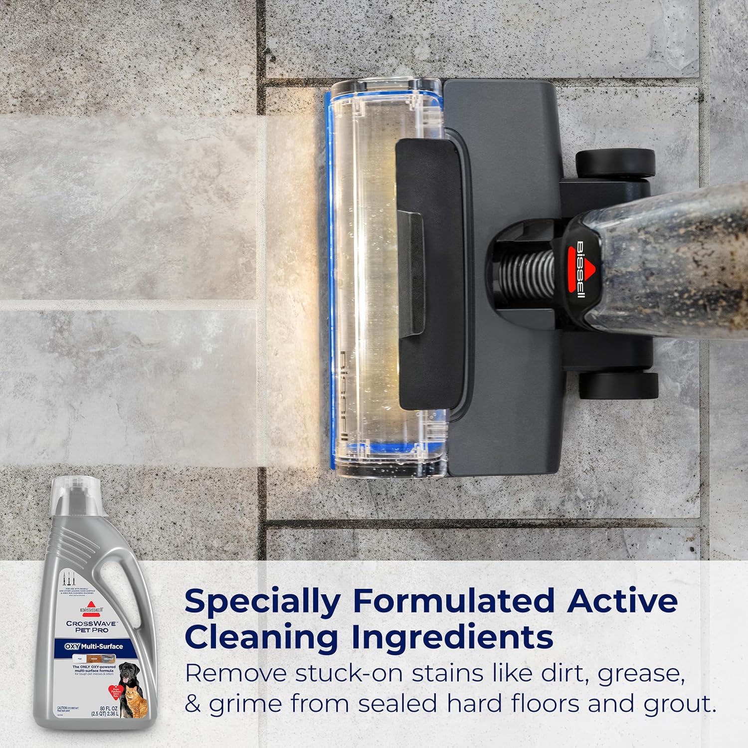 Bissell CrossWave PET PRO OXY Multi-Surface Formula, 4019G, 80 oz, Removes Stuck-On Stains like