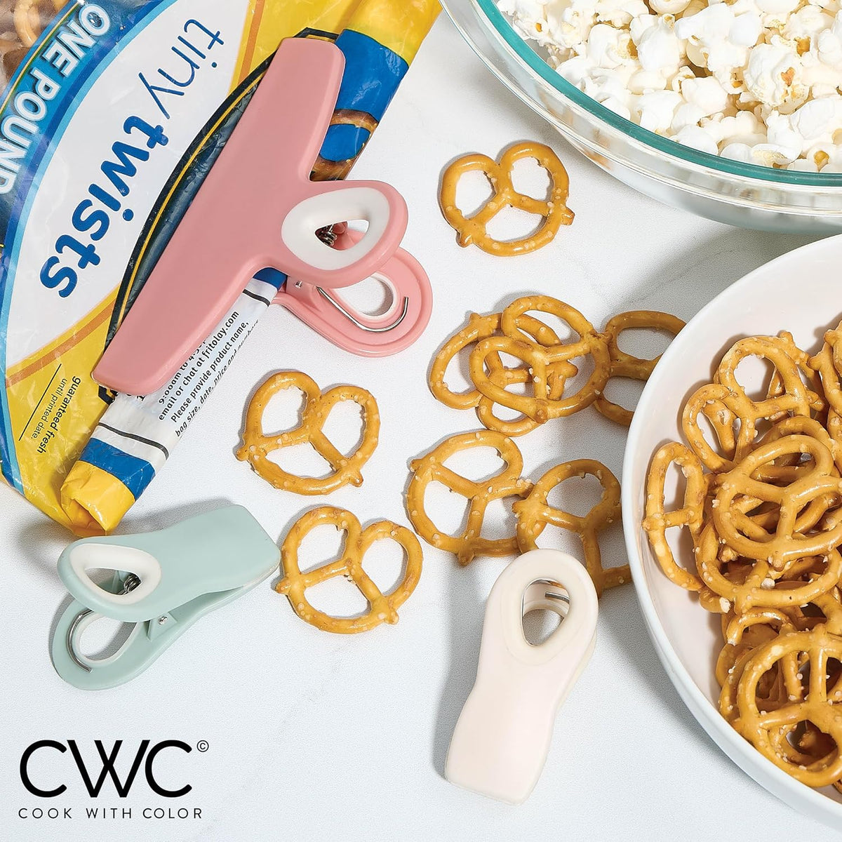 COOK WITH COLOR Bag Clips - Heavy Duty Chip Clip and Refrigerator Magnet Clips for Food Storage