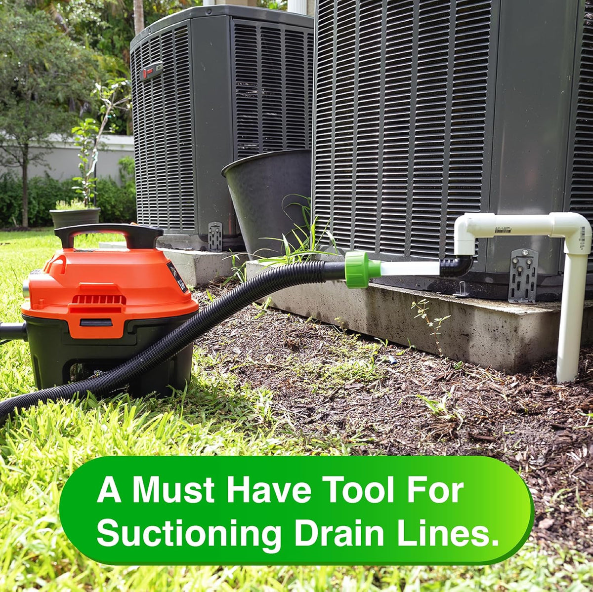 AC Drain Line Cleaner Adapter Evacuates & Unclog AC Drain Line - HVAC to PVC AC Drain Line Cleaner