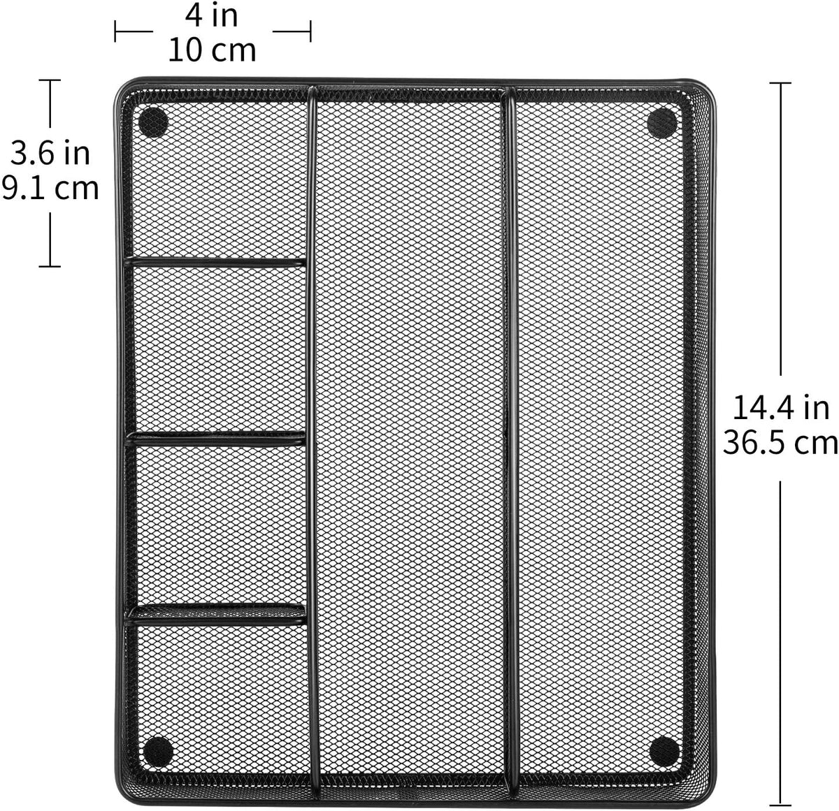 Amazon Basics Desk Drawer Organizer for Office and Home, Metal Mesh, Anti-Slip, 6 Compartments