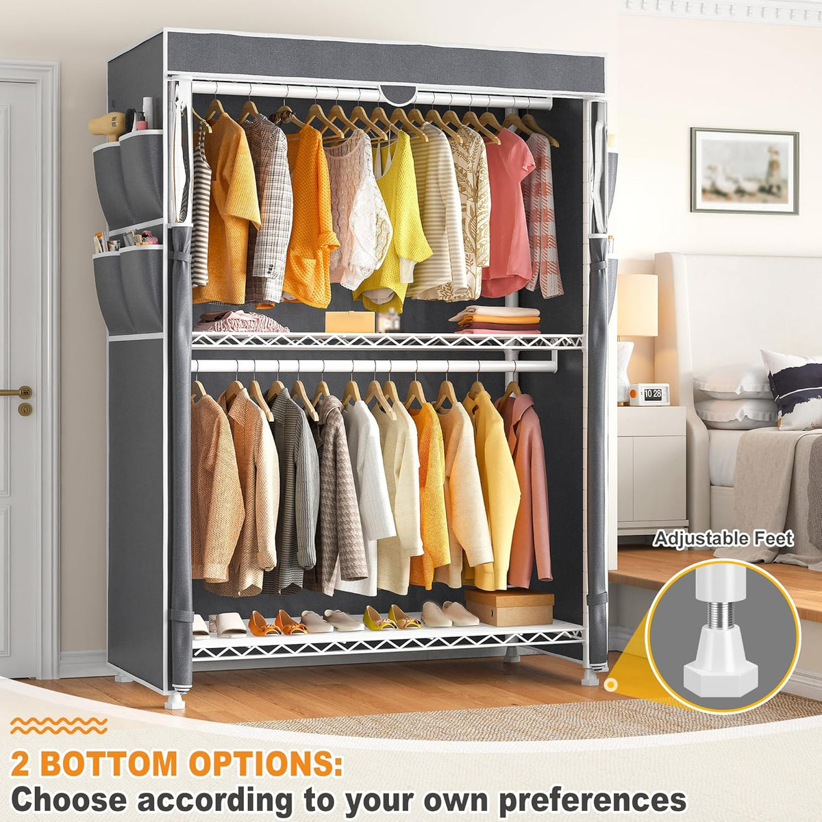 Raybee Heavy Duty Clothes Rack with Cover, 81" H Clothing Racks for Hanging Clothes, Portable with