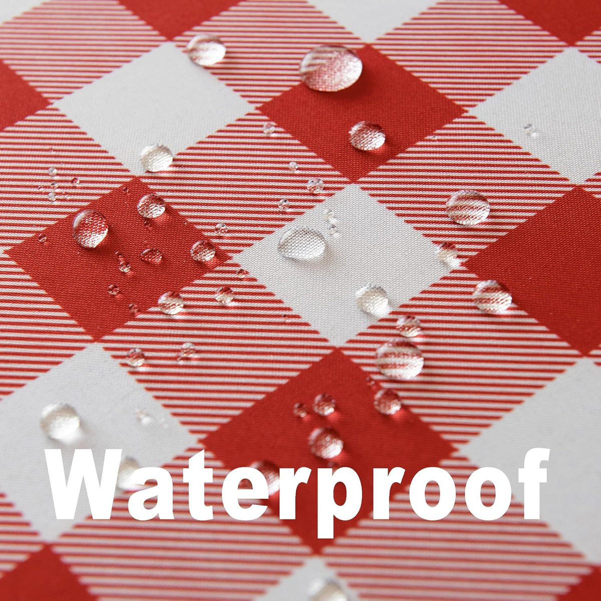 Waterproof Plaid Tablecloth Fabric - Round 108 Inch Classic Gingham Checker Table Cloth for