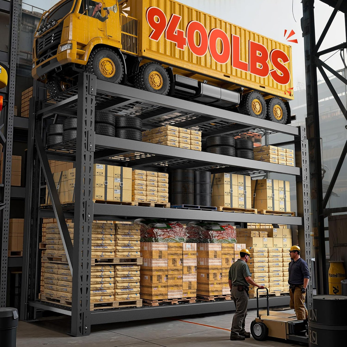 Bepatio 9400LBS Garage Shelving Heavy Duty 67.6W Storage Shelves Adjustable Metal Shelving 4 Tier