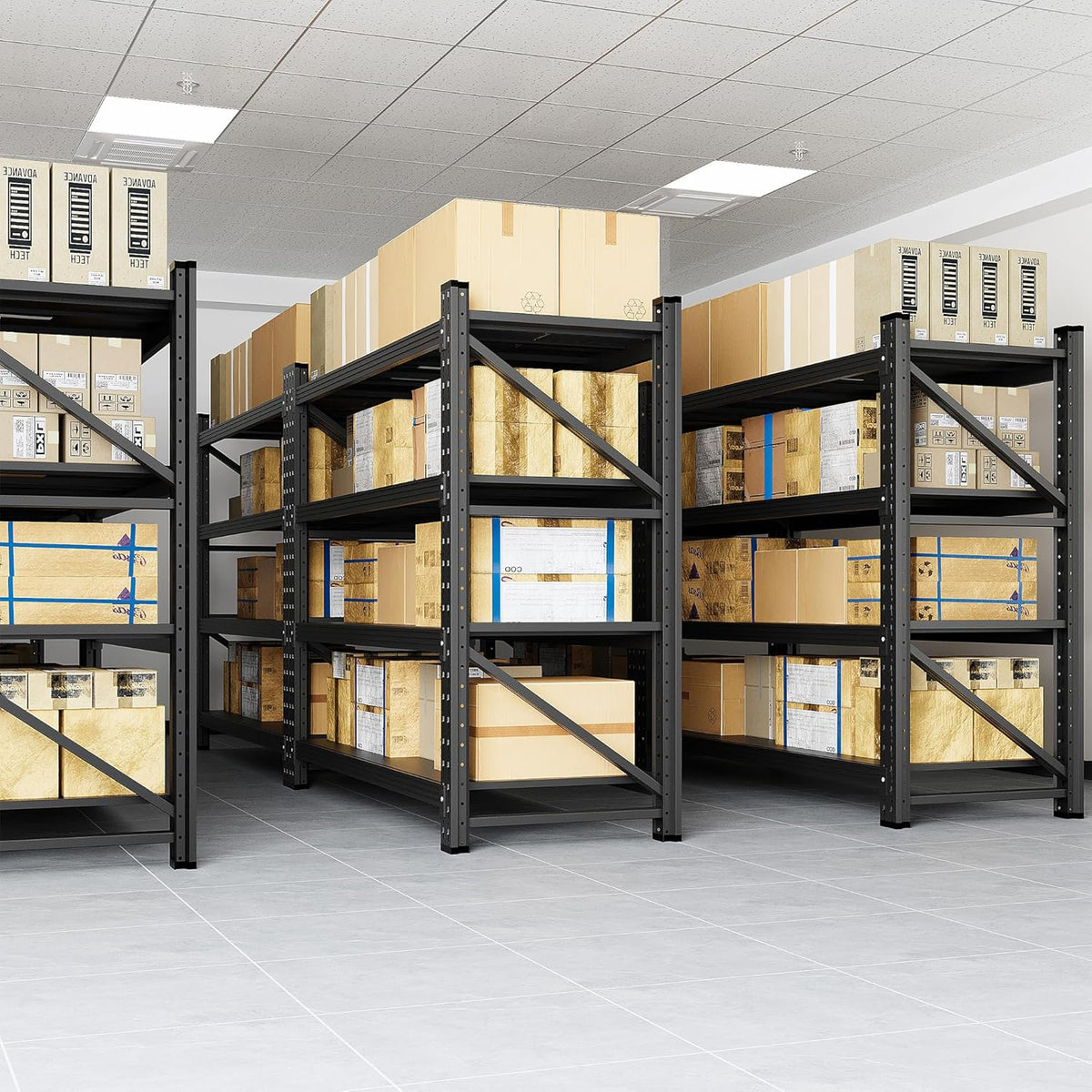 3000LBS Storage Shelves, 48" W Heavy Duty Garage Shelving Unit, Adjustable Industrial Shelving, 4