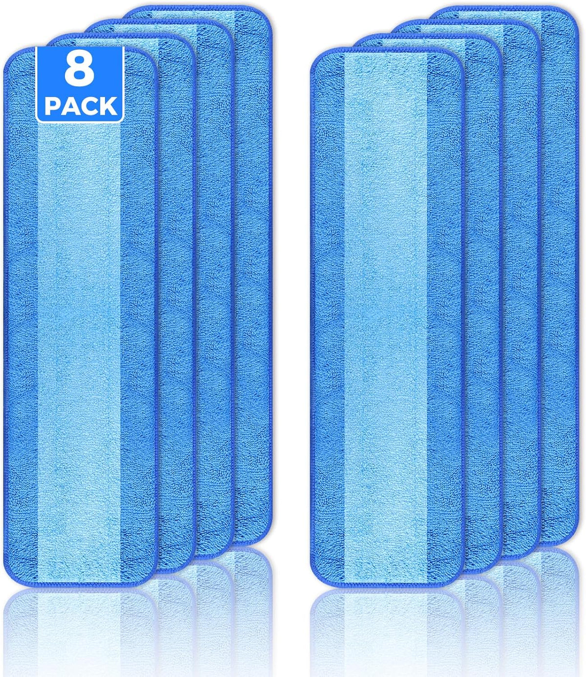 8-Pack Microfiber Cleaning Pads, 18-Inch Microfiber Mop Pads Compatible with Bona Mop, Washable and
