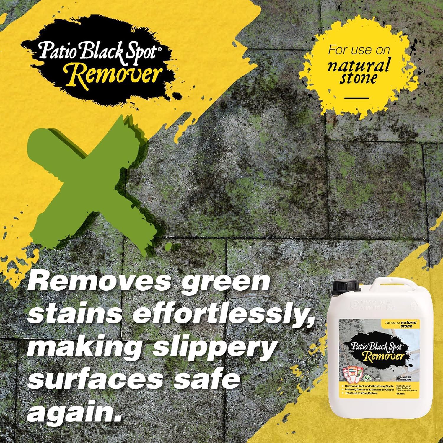 Remover - for All Stone Type - Restore Natural Colour - Removes Staining Caused by Black Lichen